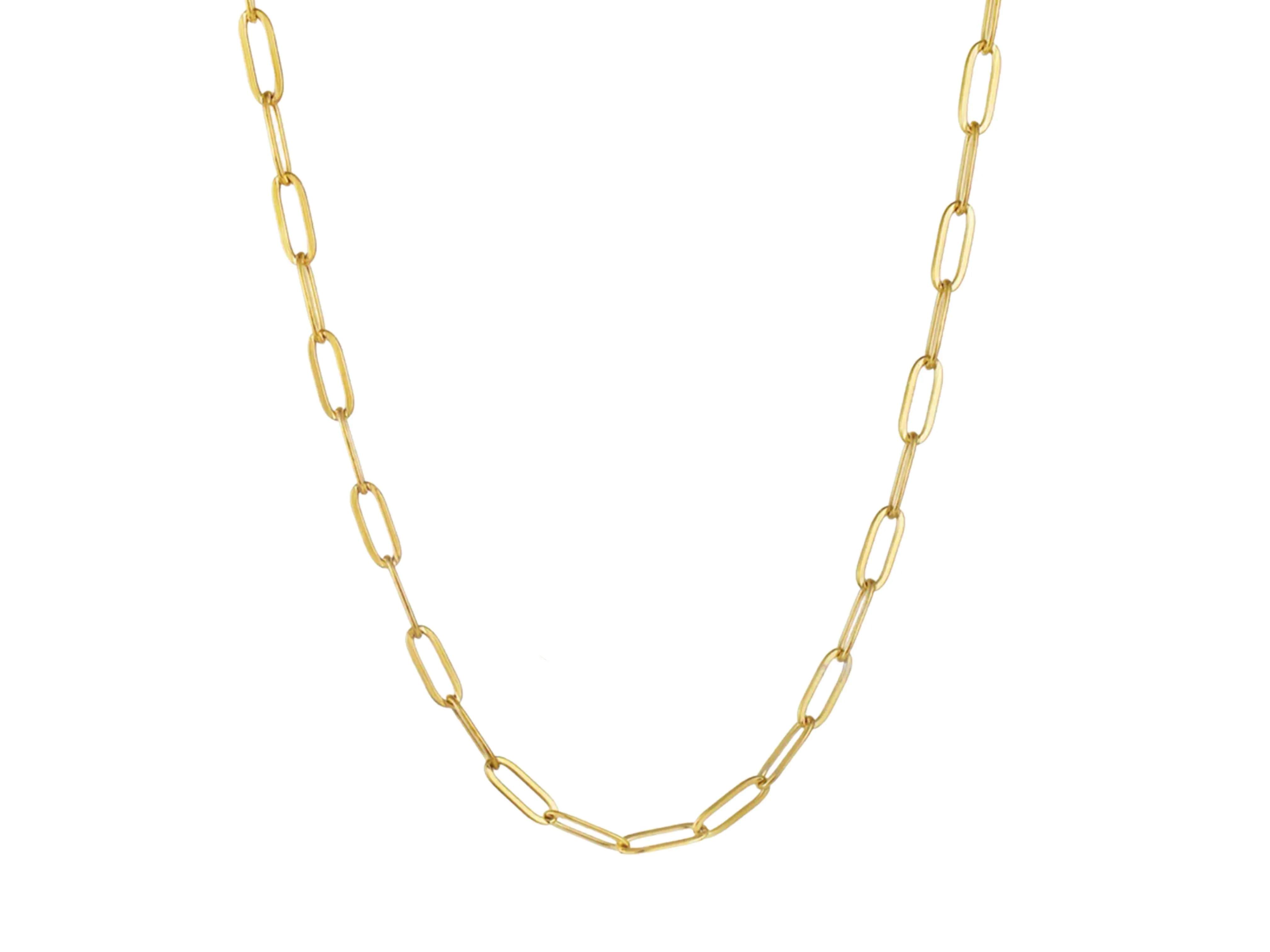 14K Gold 3.8MM 16 Inch Paper Clip Chain Necklace