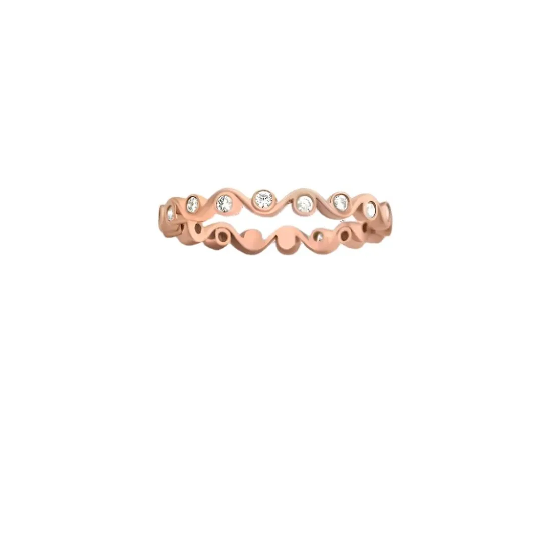 14K Rose Gold and Diamond Stacking Ring
