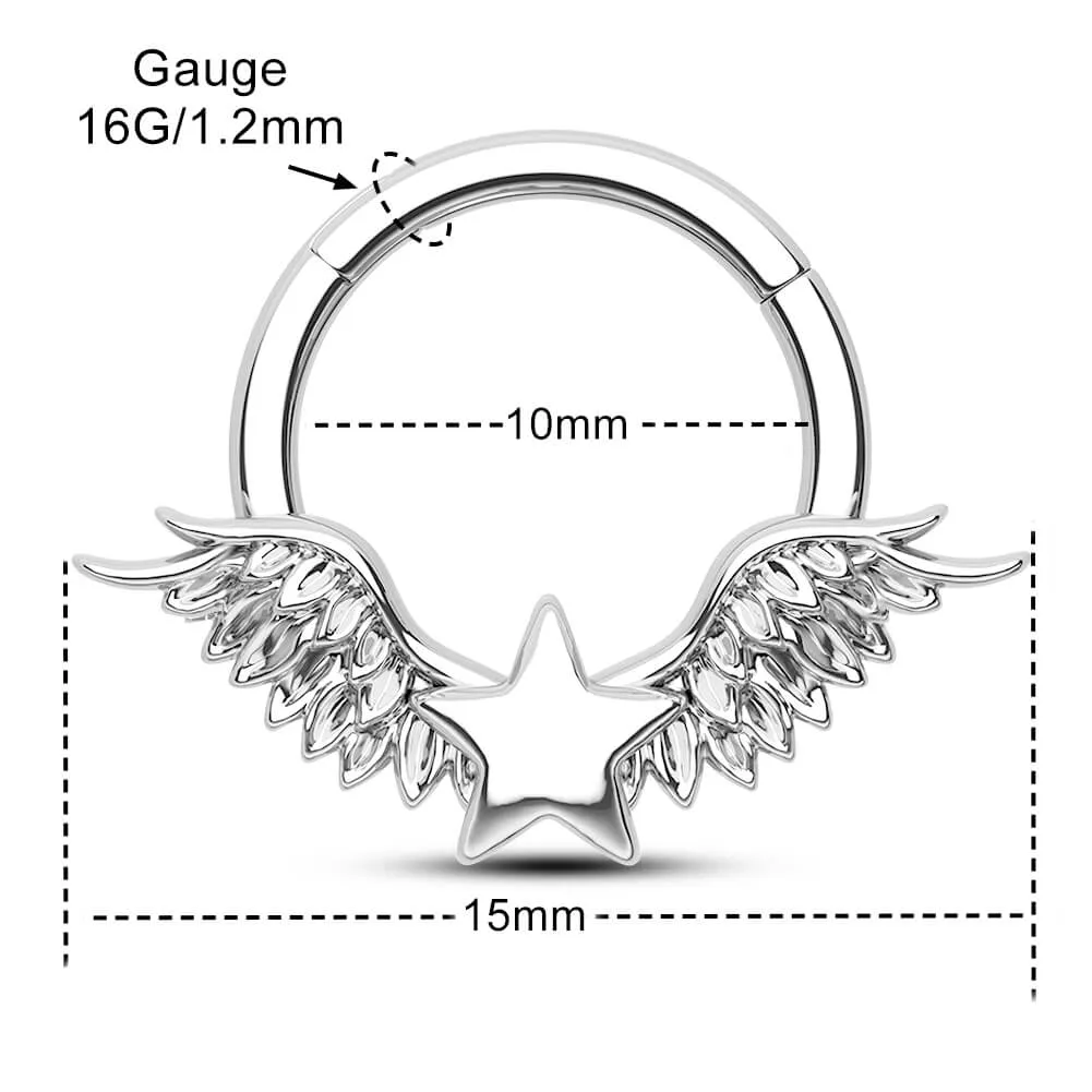 16G Wings & Star Hinged Segment Septum Ring