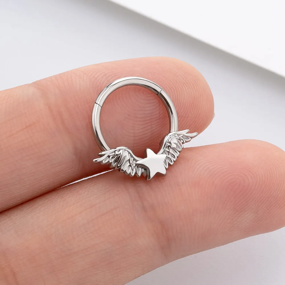 16G Wings & Star Hinged Segment Septum Ring