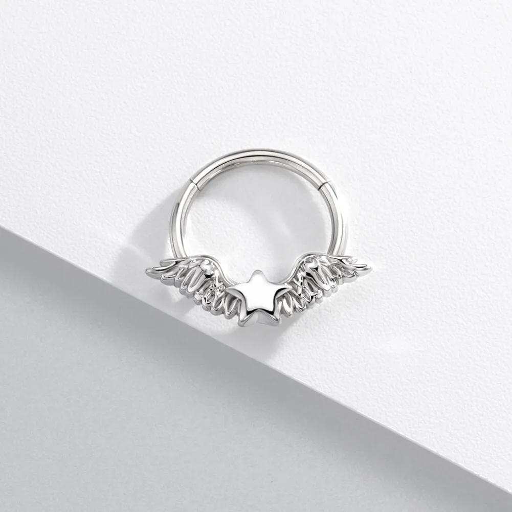 16G Wings & Star Hinged Segment Septum Ring