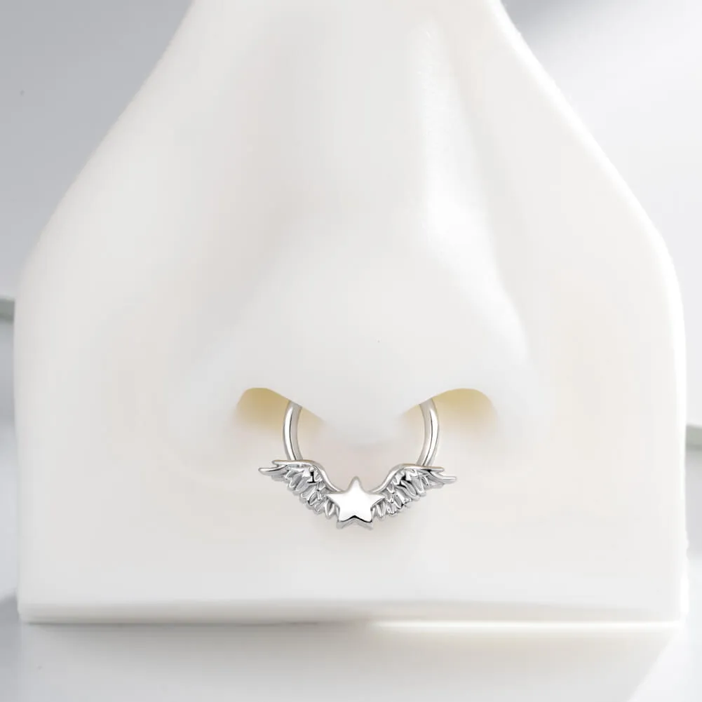 16G Wings & Star Hinged Segment Septum Ring