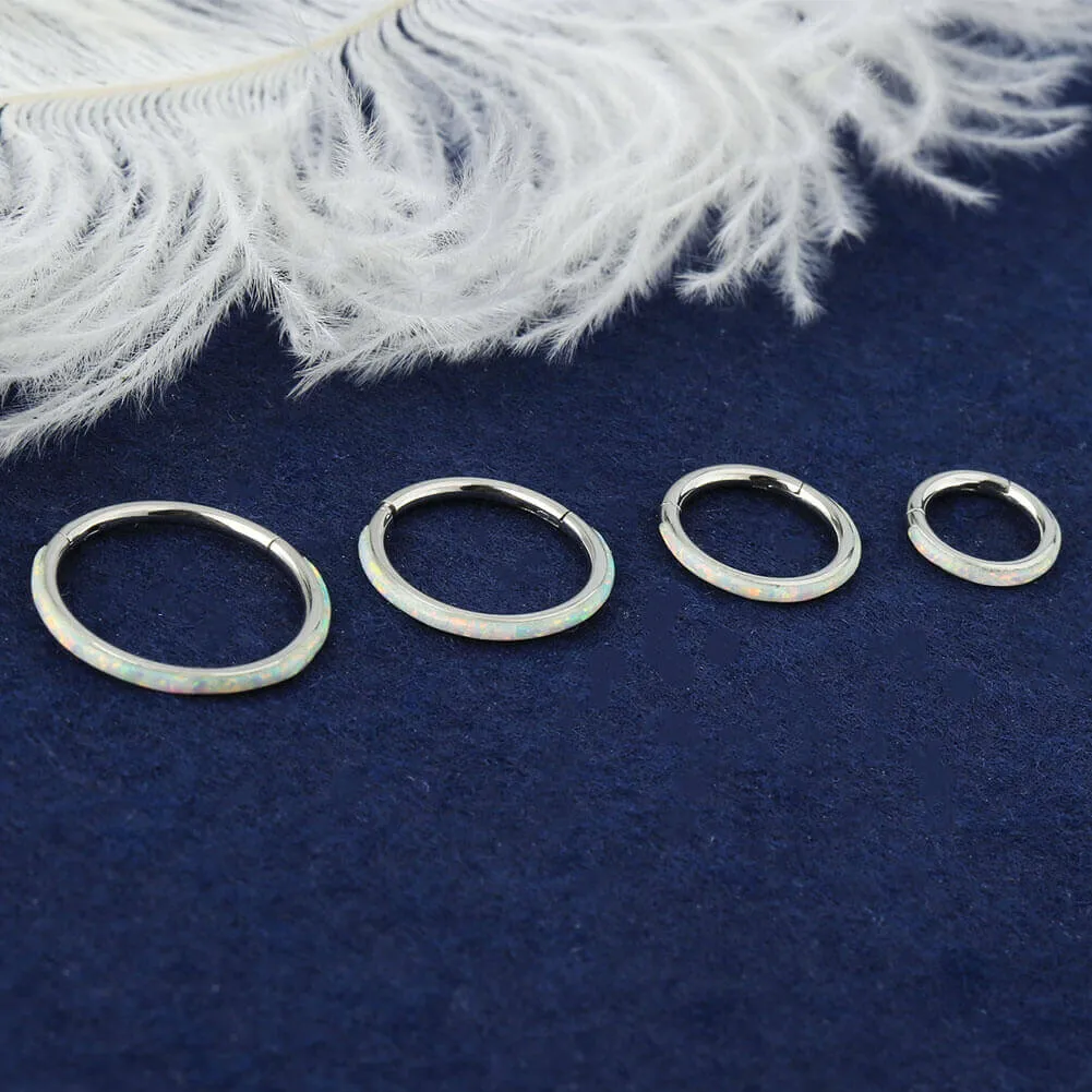 18G Opal Nose Ring Hinged Segment Helix Earring