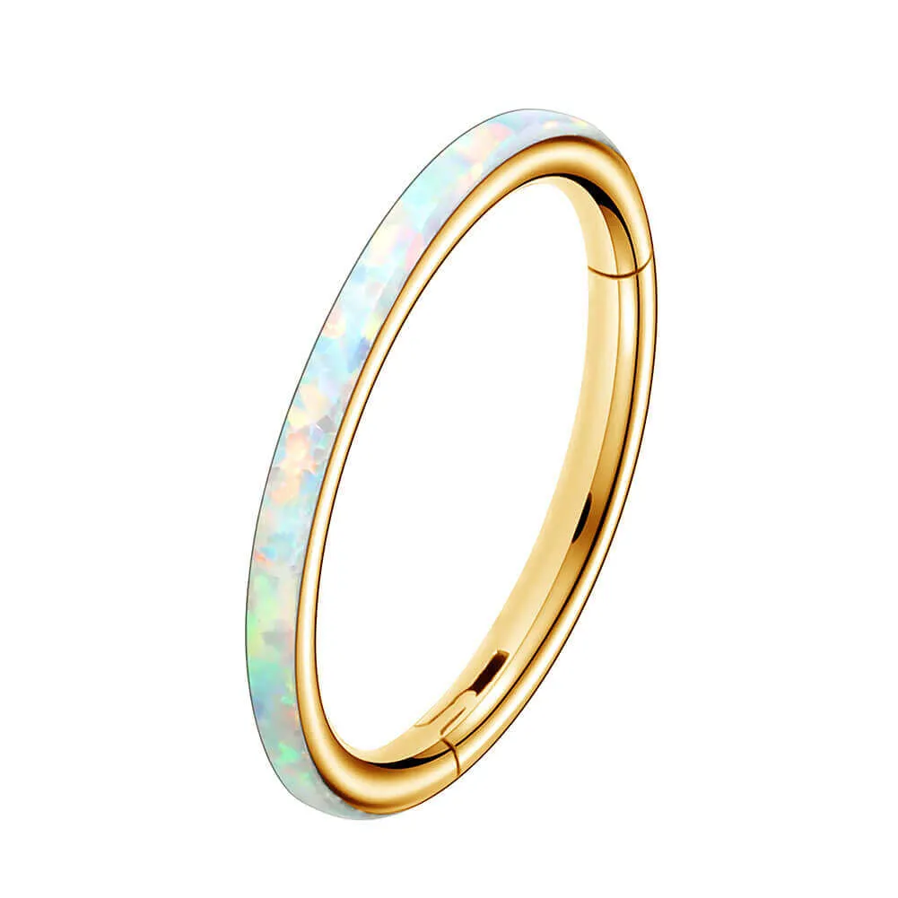 18G Opal Nose Ring Hinged Segment Helix Earring