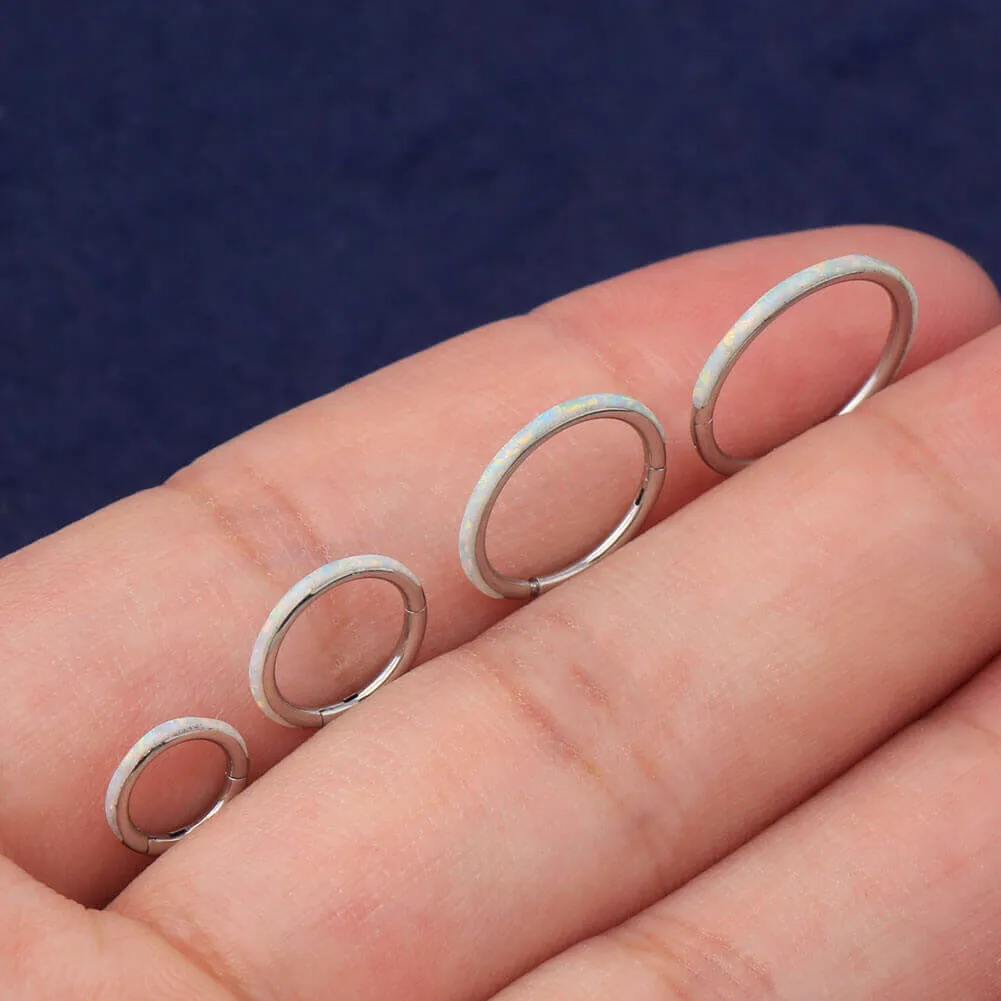 18G Opal Nose Ring Hinged Segment Helix Earring