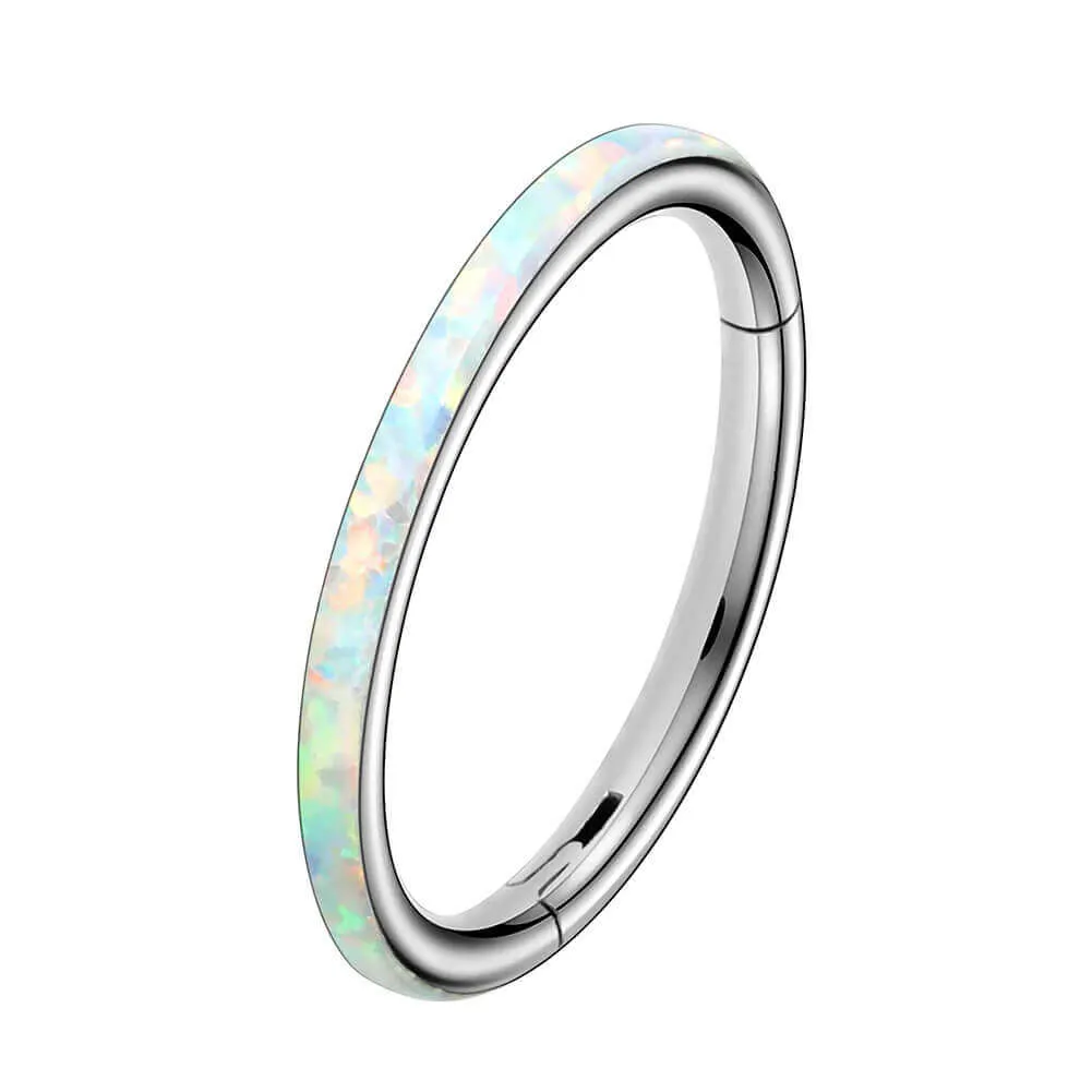 18G Opal Nose Ring Hinged Segment Helix Earring