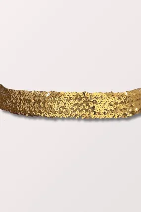 2 Inch Wide Sequin Elastic Belt - Gold