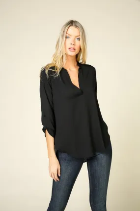 3/4 Sleeve V-Neck Blouse