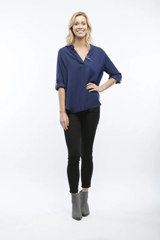 3/4 Sleeve V-Neck Blouse