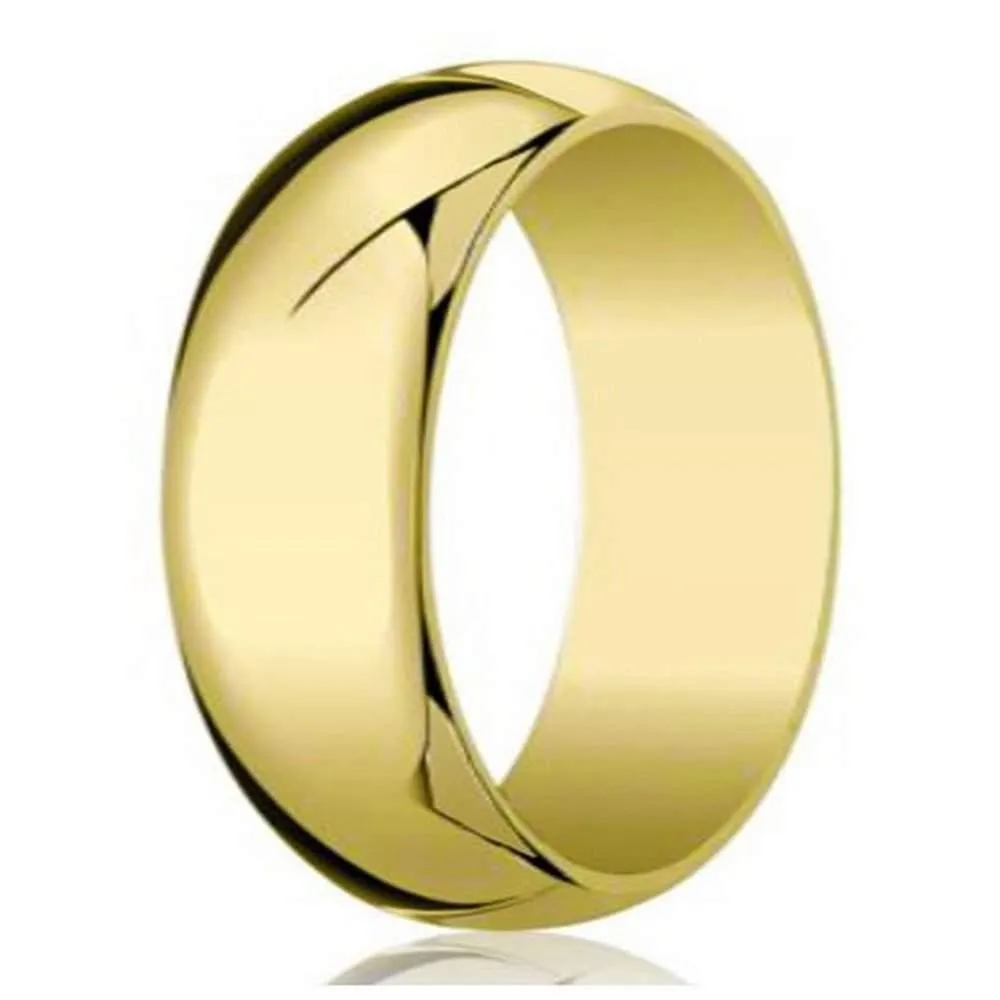 8mm Traditional Domed Polished Finish 10K Yellow Gold Wedding Band