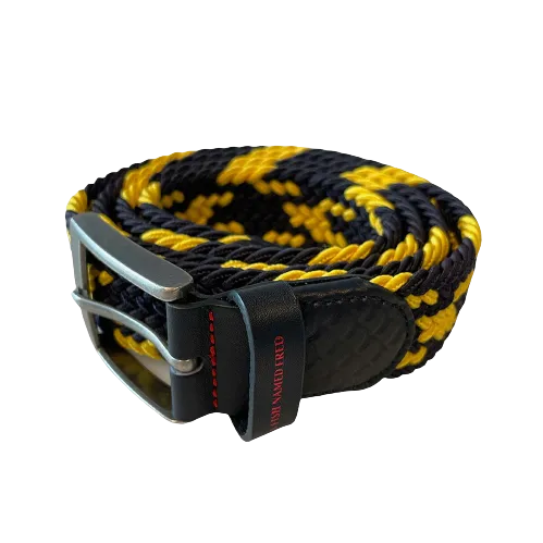 A Fish Named Fred - Braided Stretch Belt - Navy & Yellow
