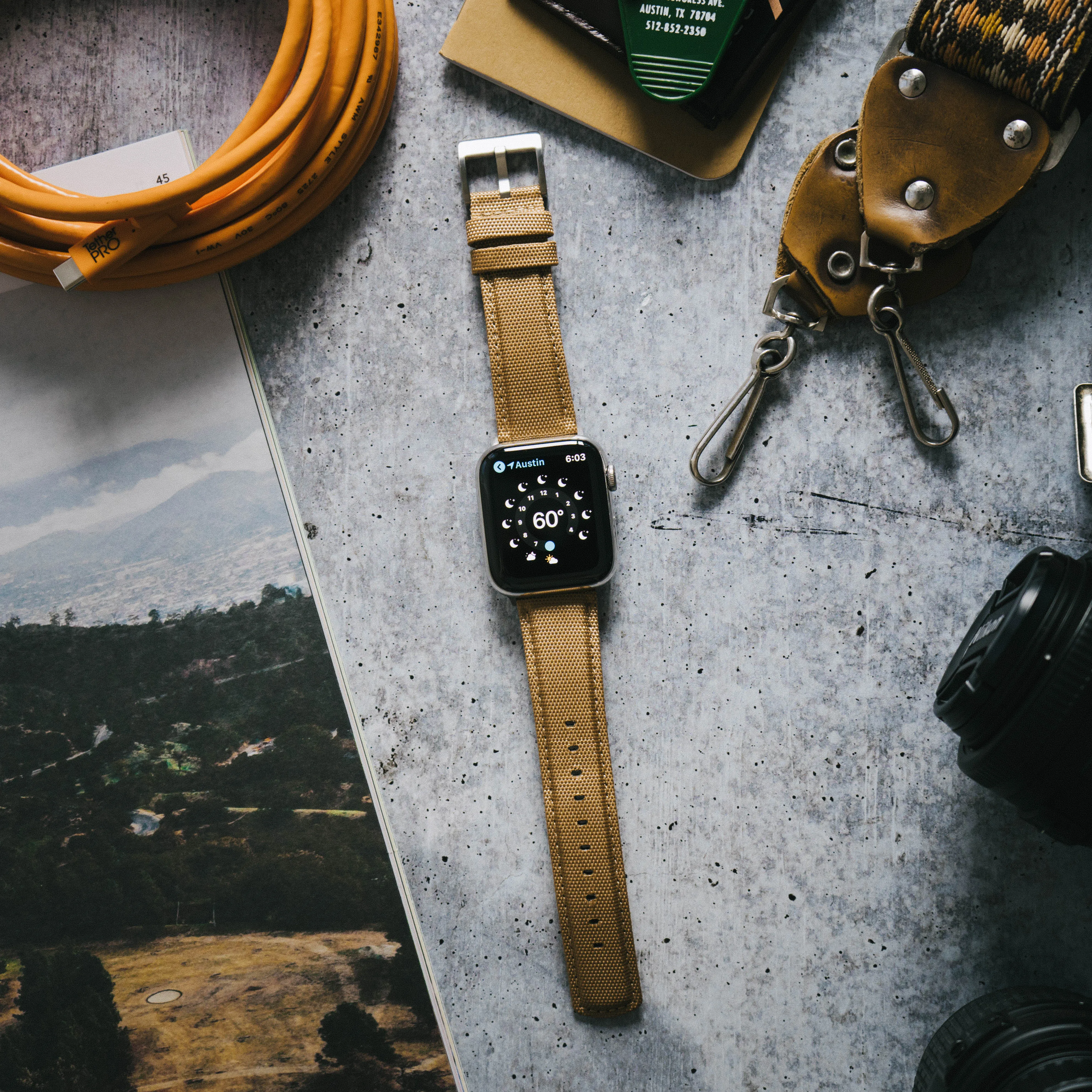 Apple Watch Khaki Tan Sailcloth Watch Band