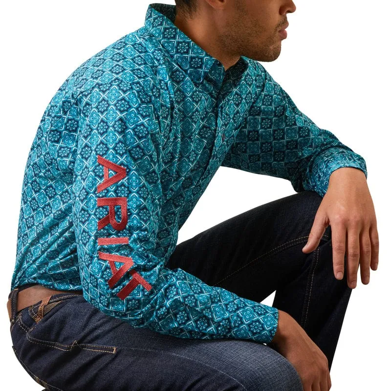 Ariat Men's Solomon Blue Classic Fit Long Sleeve Shirt 10043853