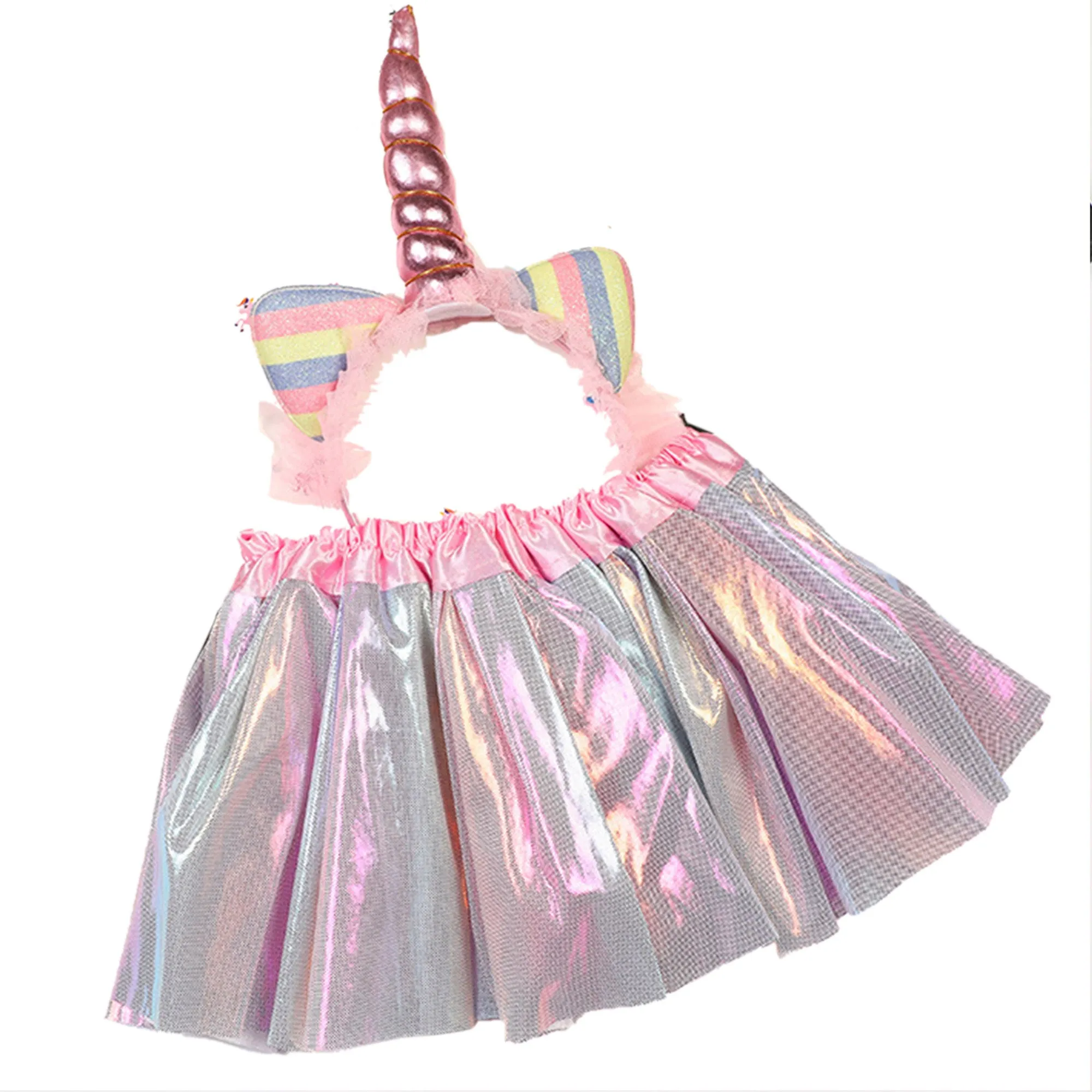 Babymoon Set of 2 Glittering Princess Girl’s Tutu Skirt with Headband | Baby Photoshoot Props | 3-8 years | Grey