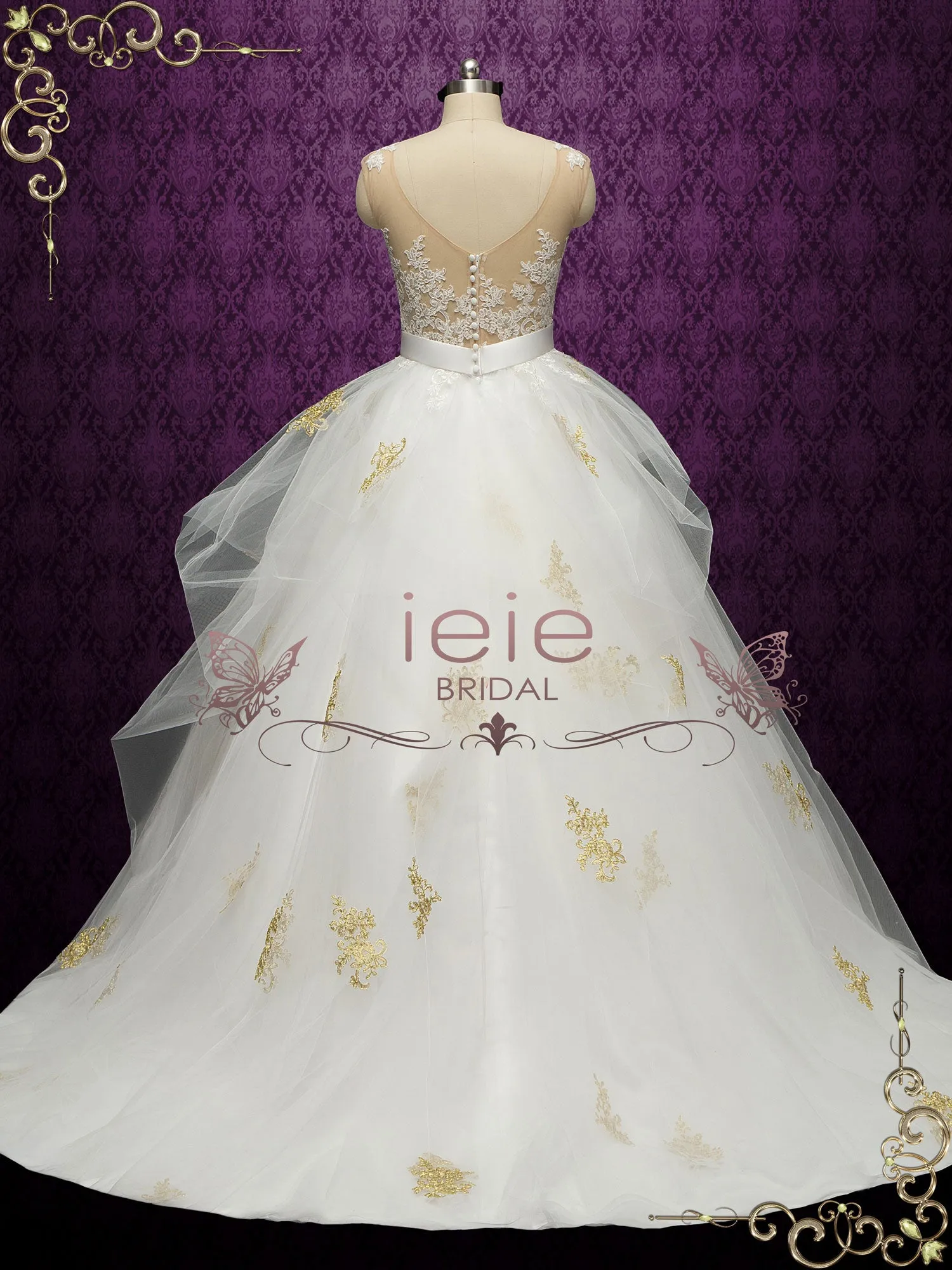 Ball Gown Wedding Dress with Gold Lace DIMITRA