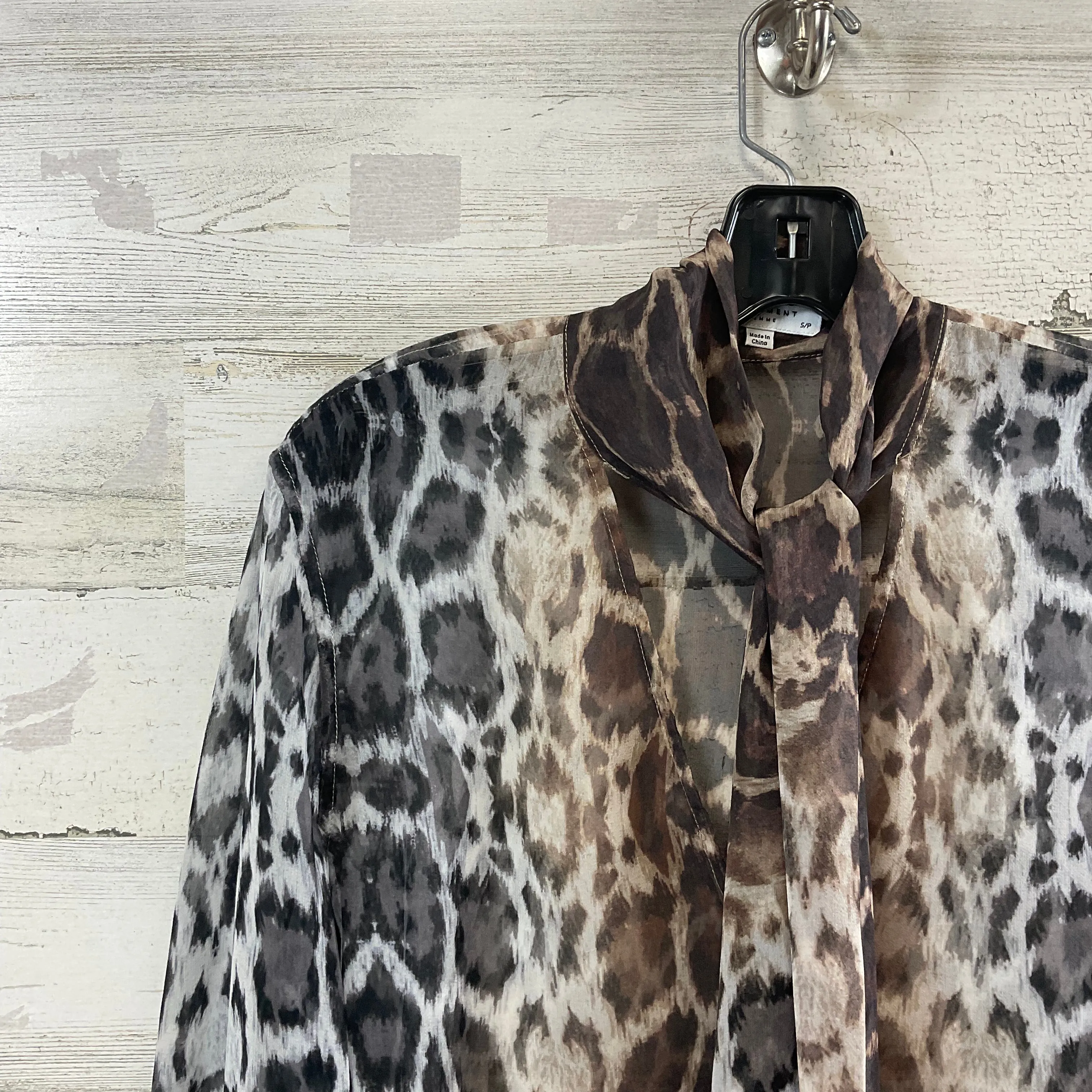 Blouse Long Sleeve By Equipment In Animal Print, Size: S