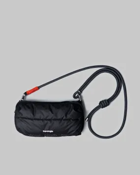 Optimized title: Black Puffer Bottle Sacoche - 8.0mm Black Lattice Design