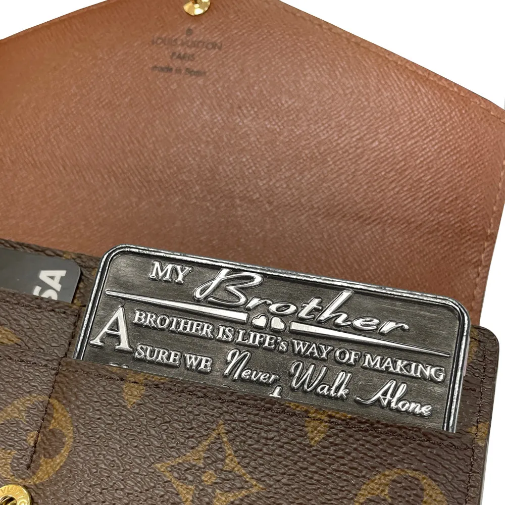 Brother Sentimental Metal Wallet or Purse Keepsake Card Gift - Gift Set From Brother Sister Step-Brother Step-Sister for Men
