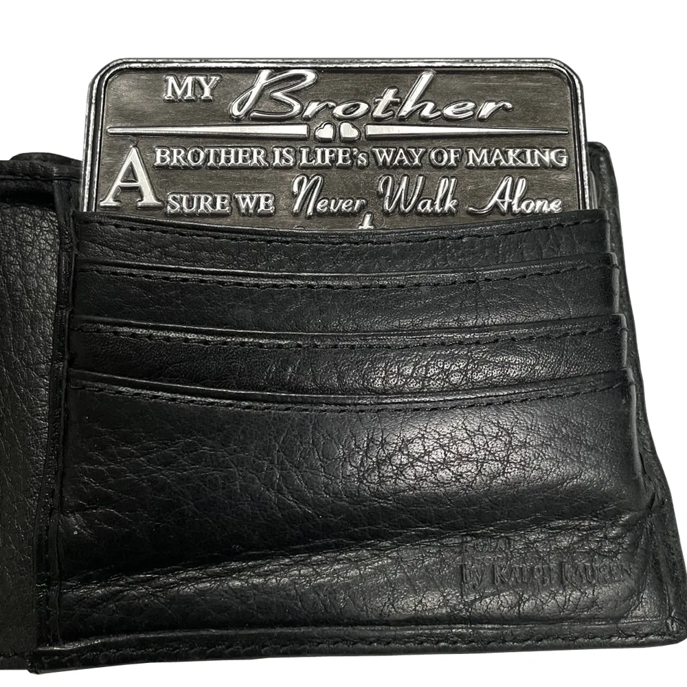 Brother Sentimental Metal Wallet or Purse Keepsake Card Gift - Gift Set From Brother Sister Step-Brother Step-Sister for Men