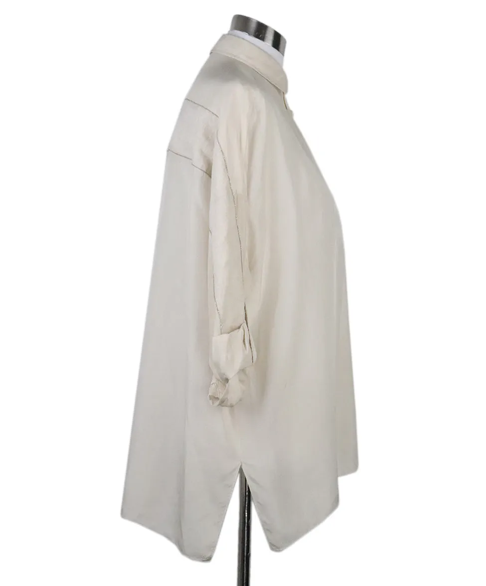 Brunello Cucinelli Neutral Silk Blouse sz 4