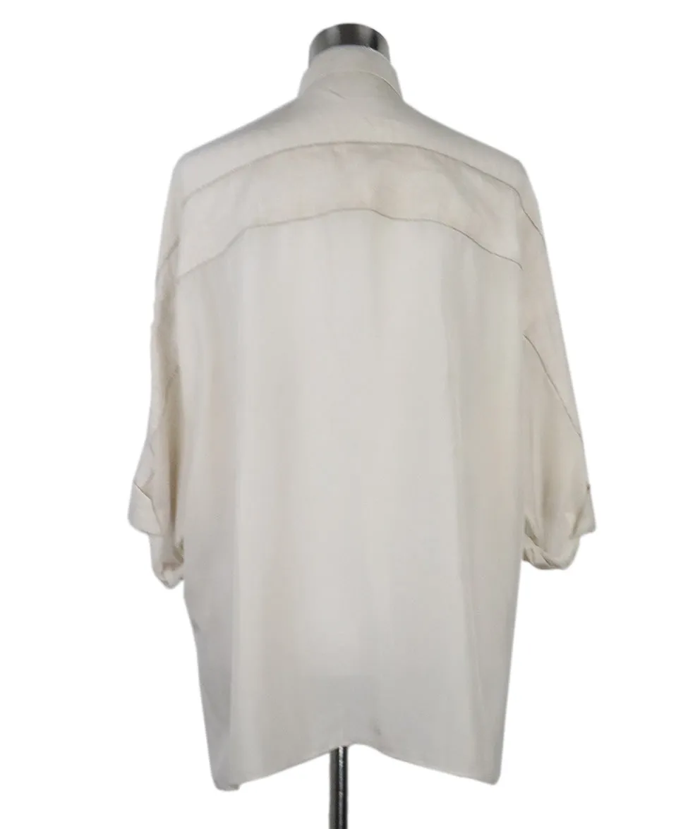 Brunello Cucinelli Neutral Silk Blouse sz 4