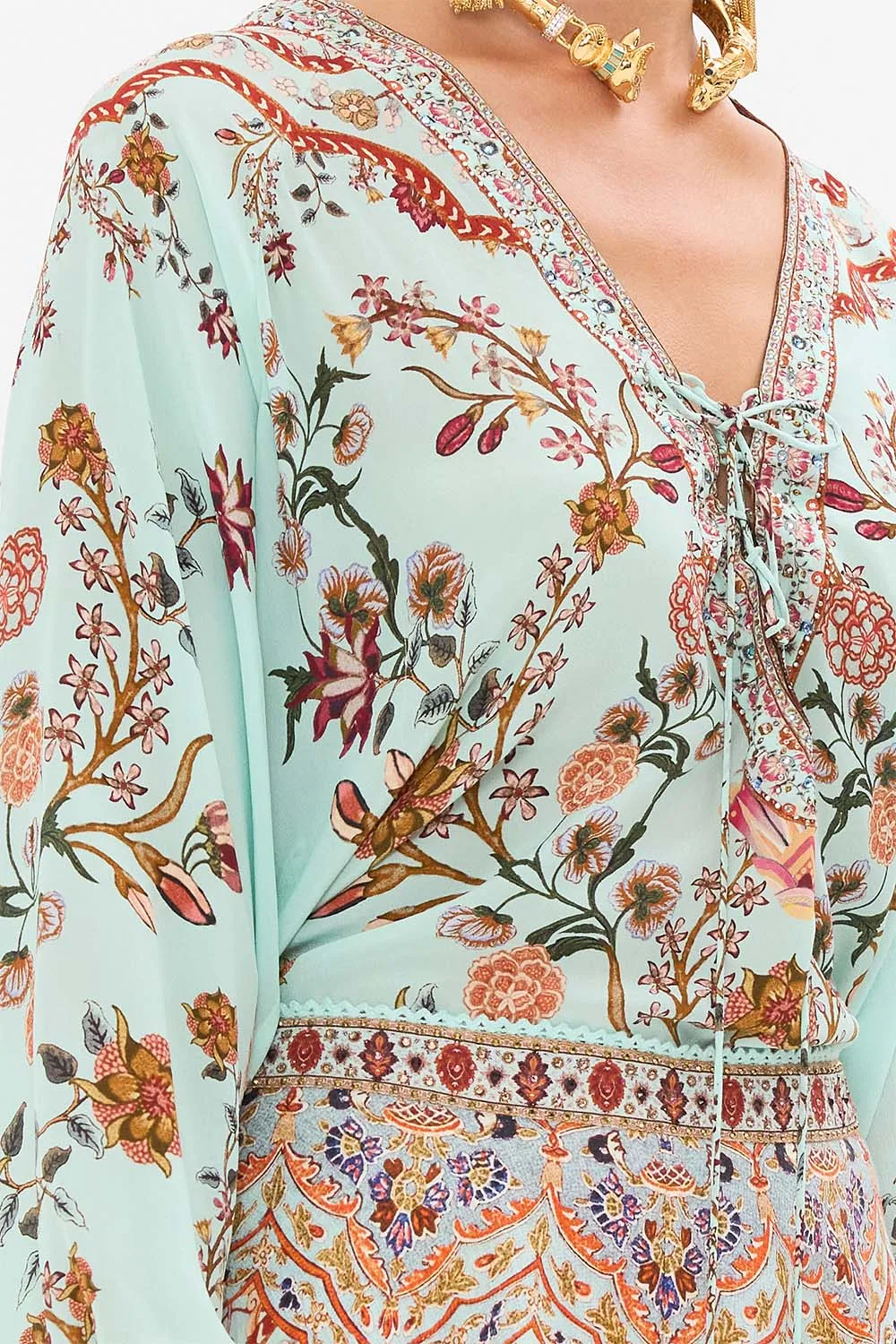 Camilla Lace Up Blouse - Weaving Worlds