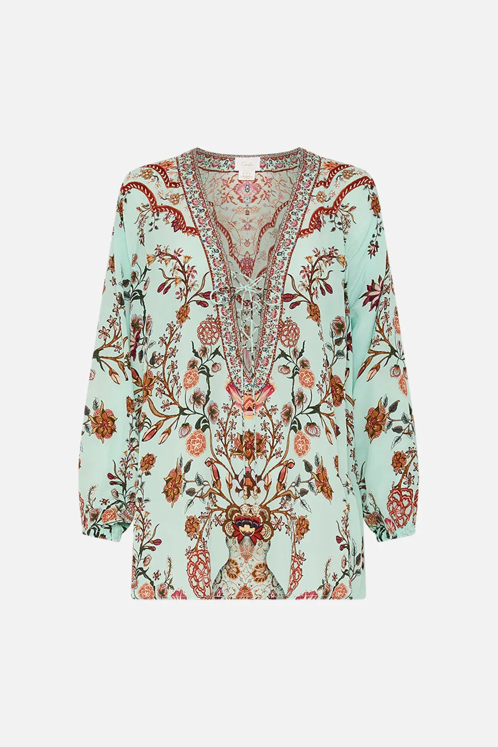 Camilla Lace Up Blouse - Weaving Worlds