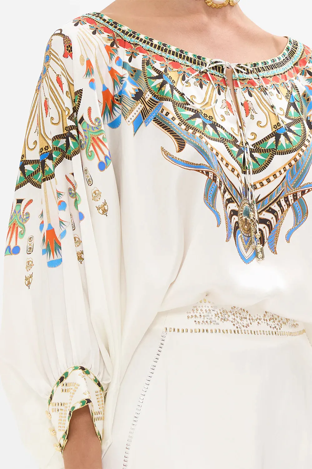 Camilla Raglan Sleeve Blouse With Cuff - Valley Of The Queens