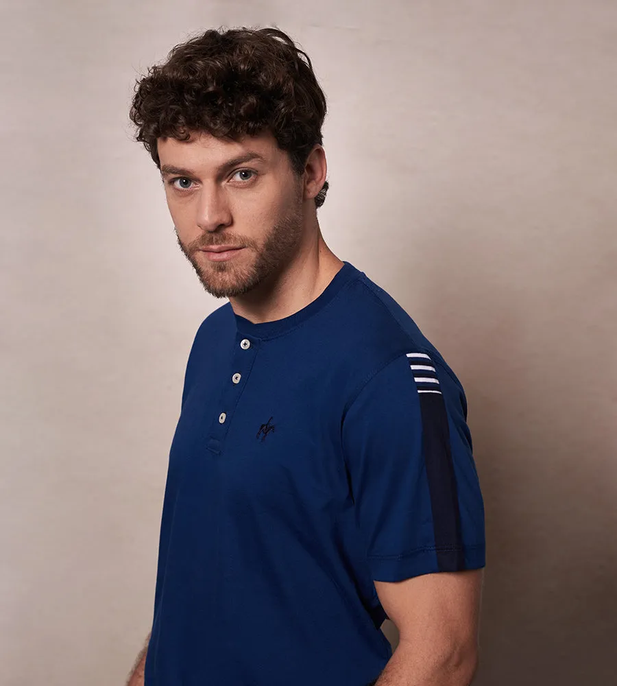 Camiseta Cuello Henley Azul Estado Ref. 147021223