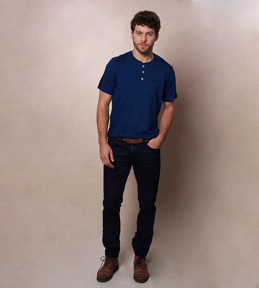 Camiseta Cuello Henley Azul Estado Ref. 147021223