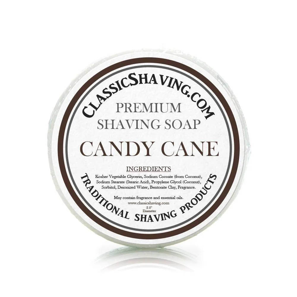 Candy Cane Scent - Classic Shaving Mug Soap - 2.5" Regular Size