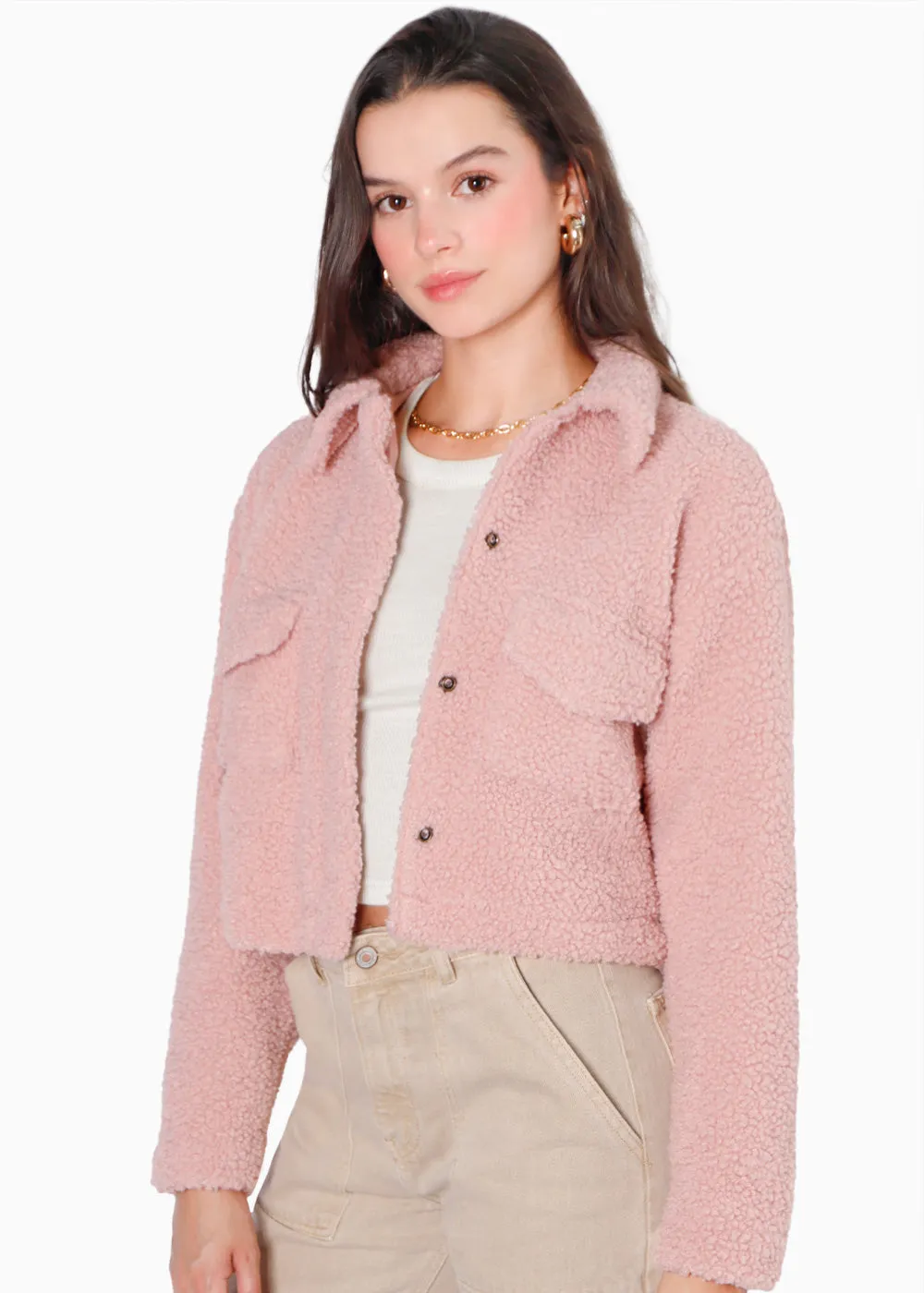 Chaqueta con cuello, bolsillos y pelo sintético - ANTONIETA