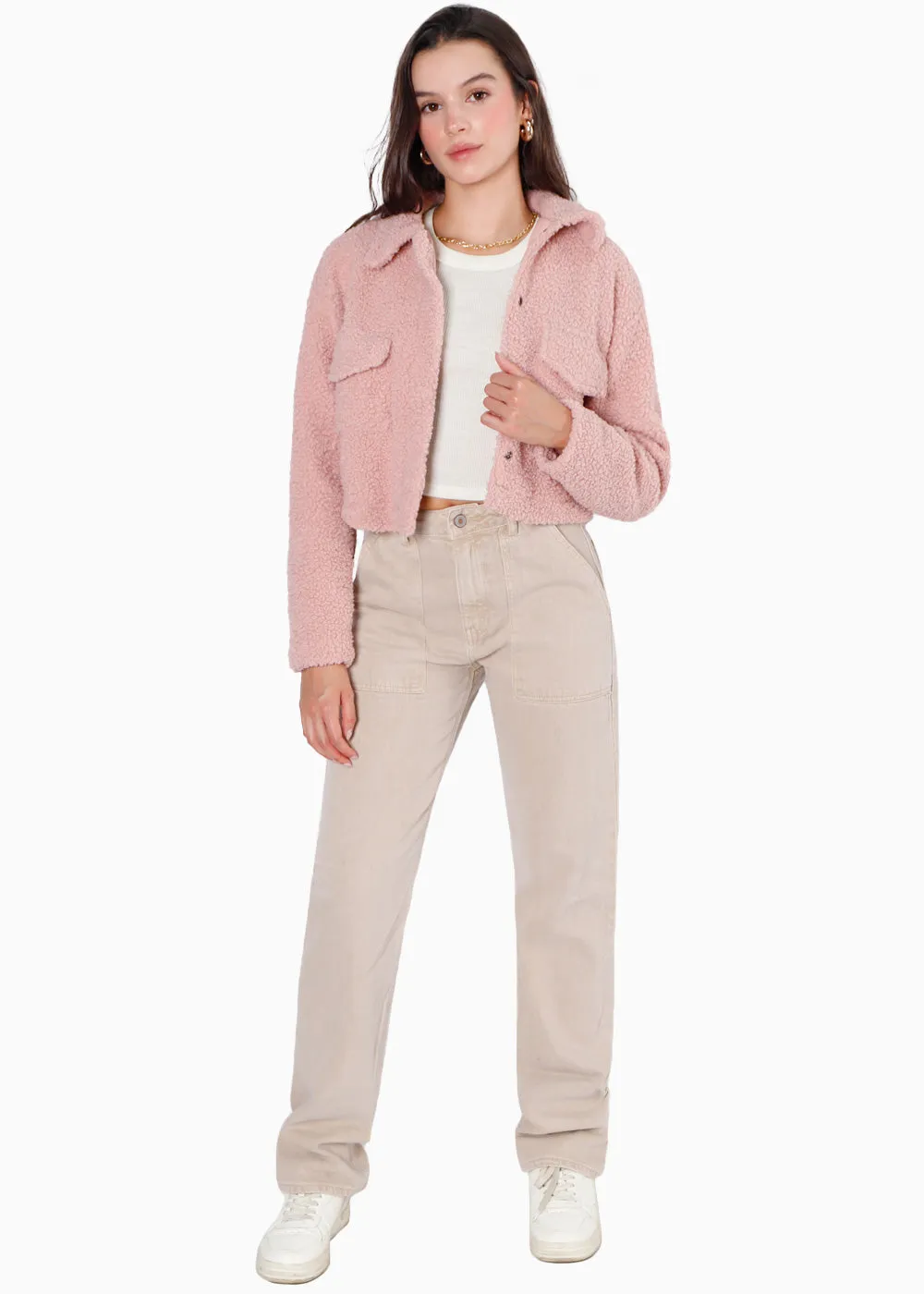 Chaqueta con cuello, bolsillos y pelo sintético - ANTONIETA