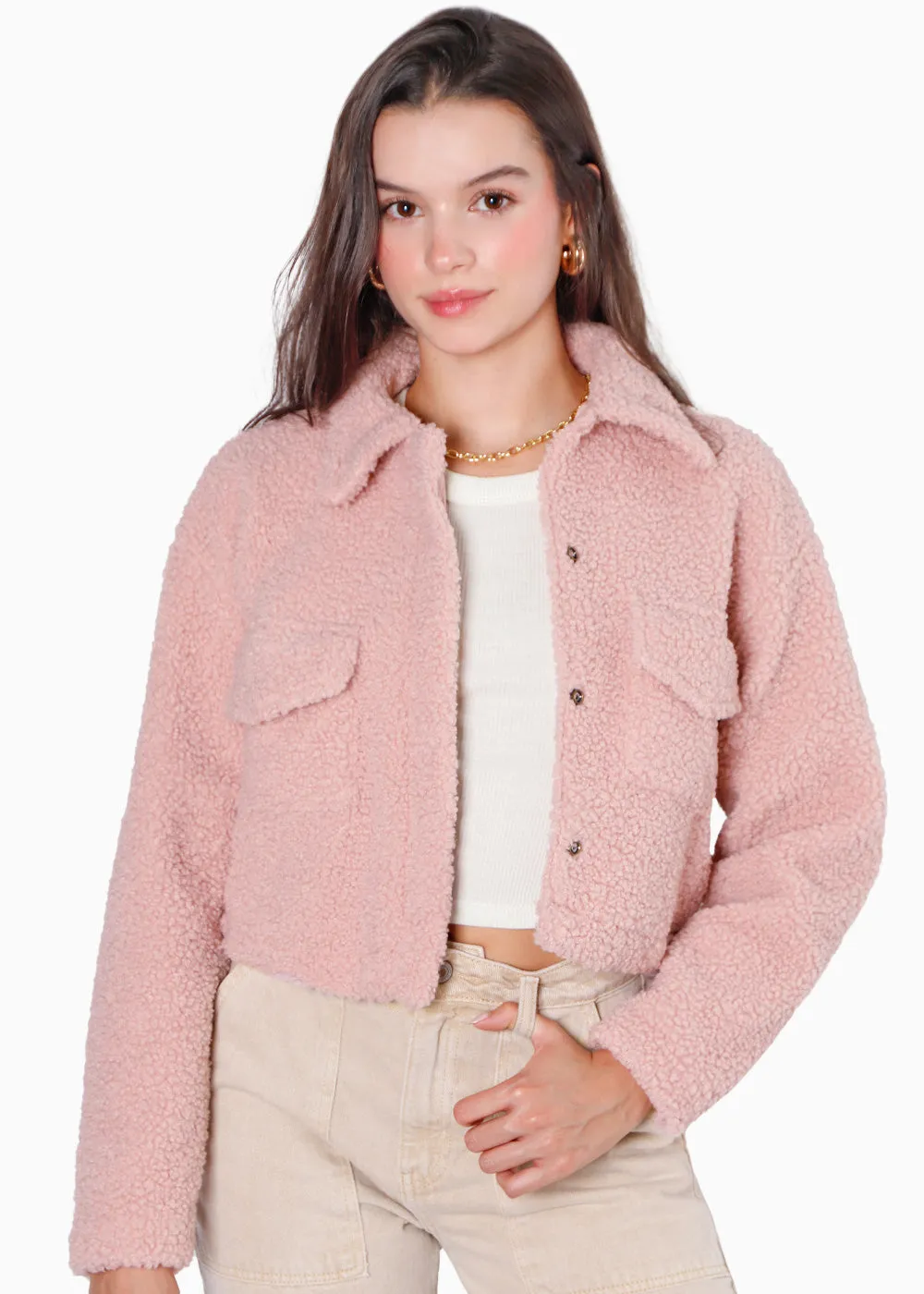 Chaqueta con cuello, bolsillos y pelo sintético - ANTONIETA
