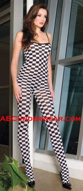 Checker Opaque Bodystocking