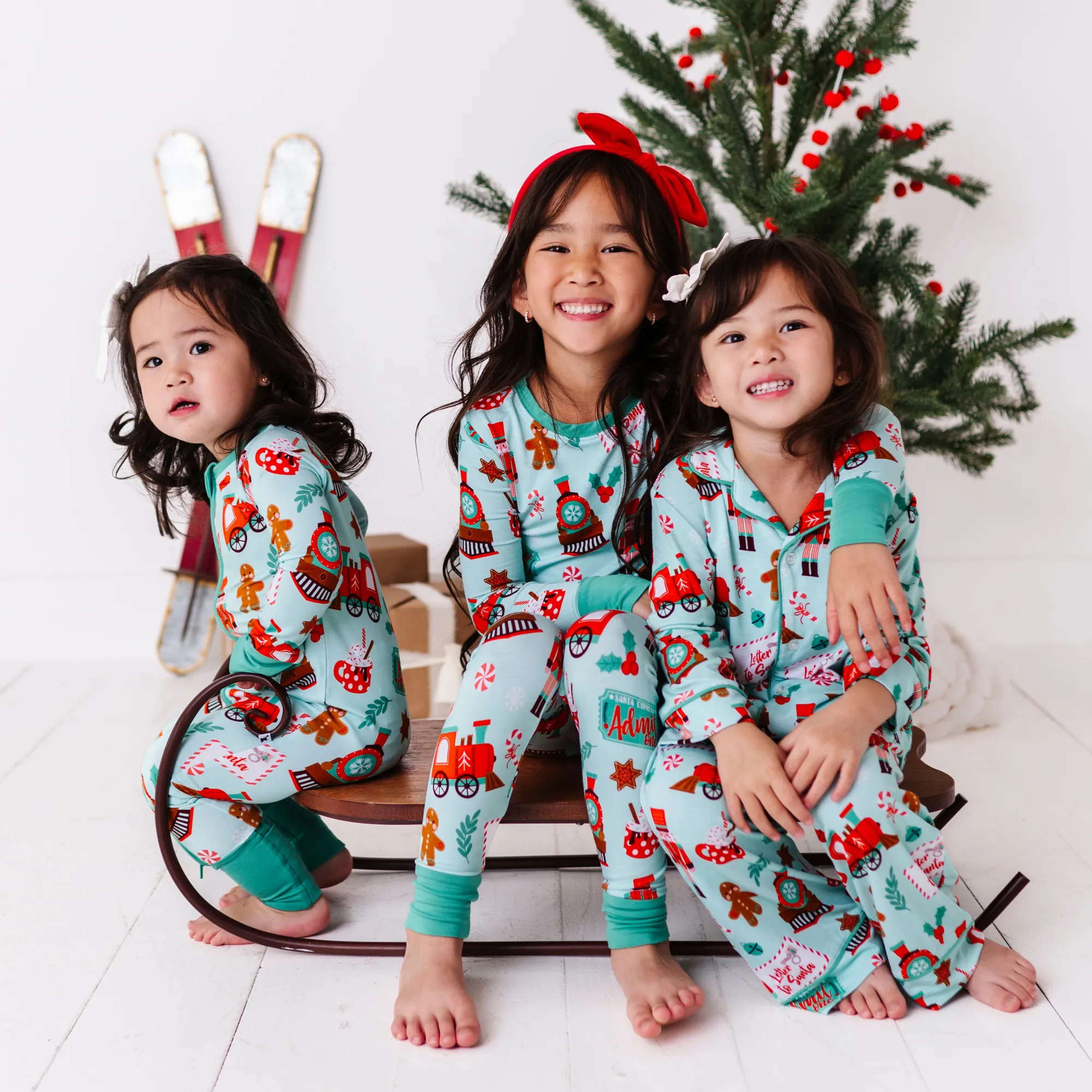 Christmas-themed Kids Button-Down Shirt and Pants Set