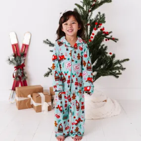 Christmas-themed Kids Button-Down Shirt and Pants Set