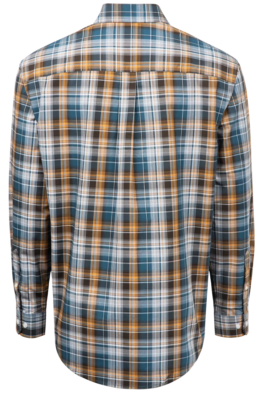 Cinch Button-Front Shirt - Blue Plaid