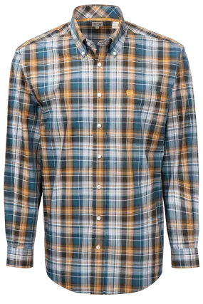 Cinch Button-Front Shirt - Blue Plaid