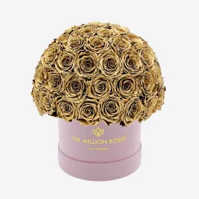 Classic Light Pink Suede Superdome Box | Gold Roses