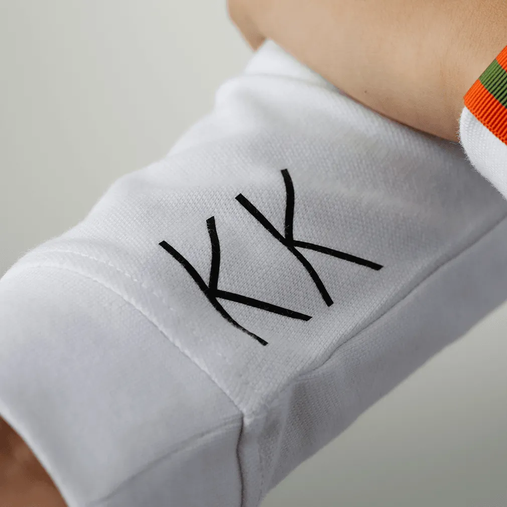 Classic Polo longsleeve - white with black print
