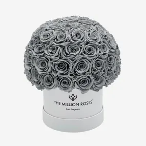 Classic White Superdome Box | Pastel Grey Roses