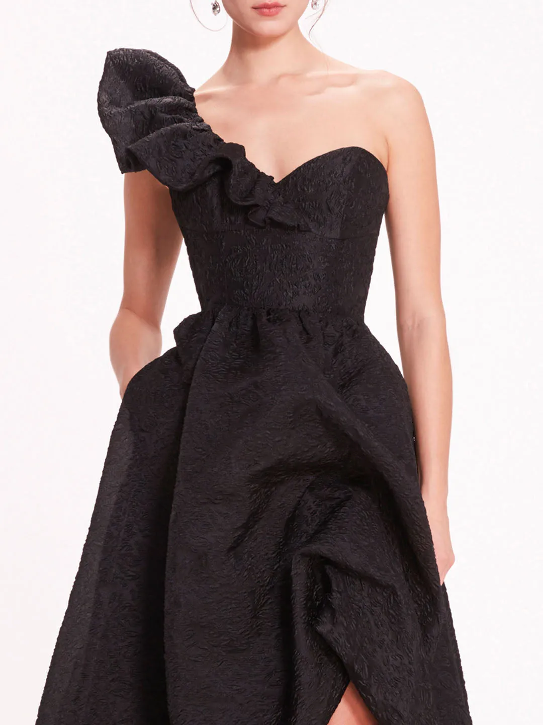 Cloque Draped Gown