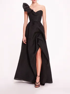 Cloque Draped Gown