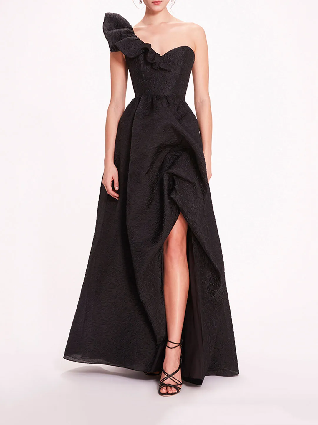 Cloque Draped Gown