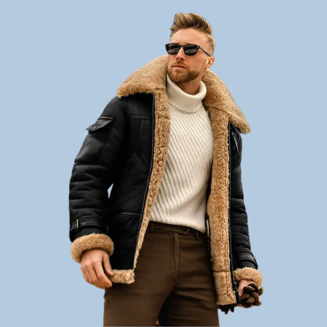 Cold Resistant Fur Integrated Men's Parkas Coat Thickened Faux Fur Cotton Jacket