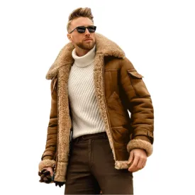 Cold Resistant Fur Integrated Men's Parkas Coat Thickened Faux Fur Cotton Jacket