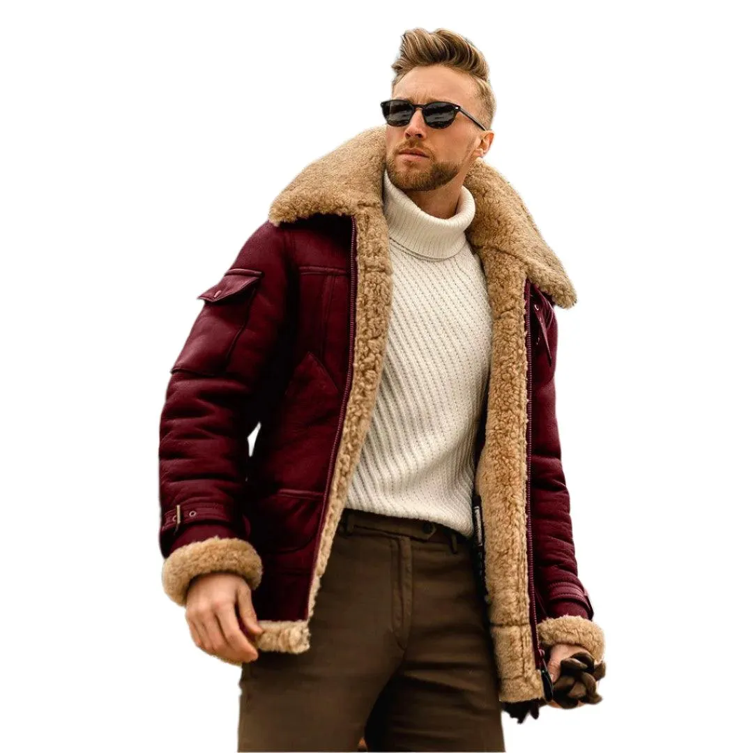 Cold Resistant Fur Integrated Men's Parkas Coat Thickened Faux Fur Cotton Jacket