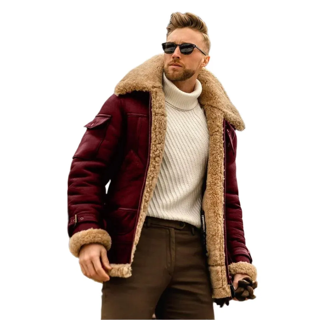 Cold Resistant Fur Integrated Men's Parkas Coat Thickened Faux Fur Cotton Jacket