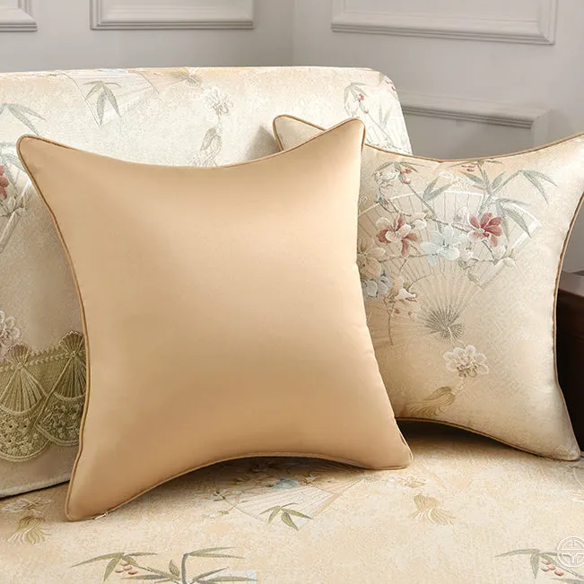 Cream Oriental Blossom Throw Cushion